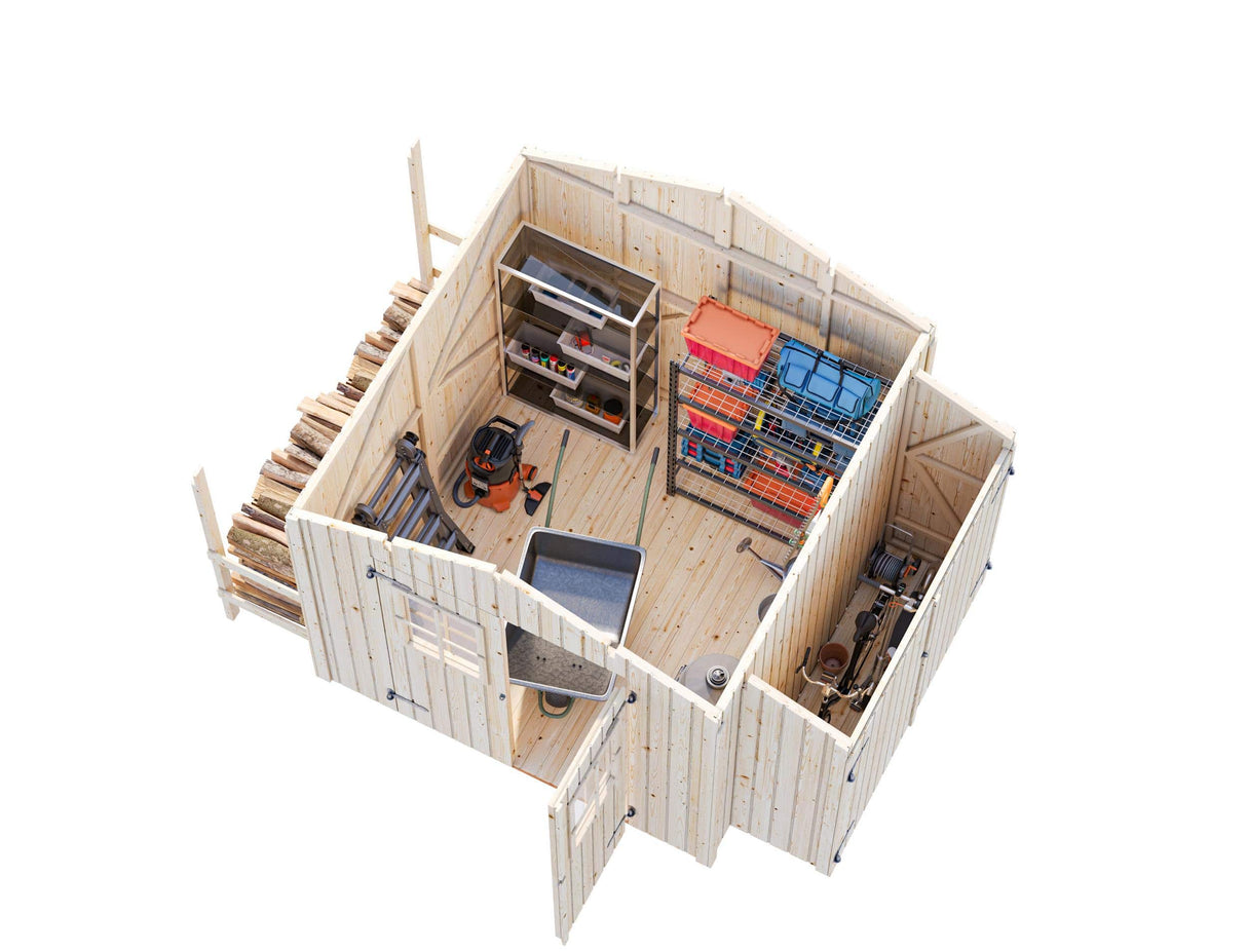 Marcus (2.3x2.4m | 6.5m2) Garden Shed With Log Store - Palmako UK