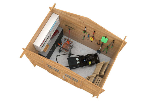 Valentine S (2.8x1.8m | 4.7m2 | 28mm) Pressure Treated Garden Shed Log Cabin - Palmako UK