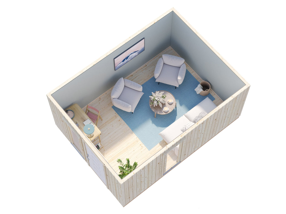 Ly (3.3x4.5m | 13.6m2) Modern Timber Garden Office - Palmako UK
