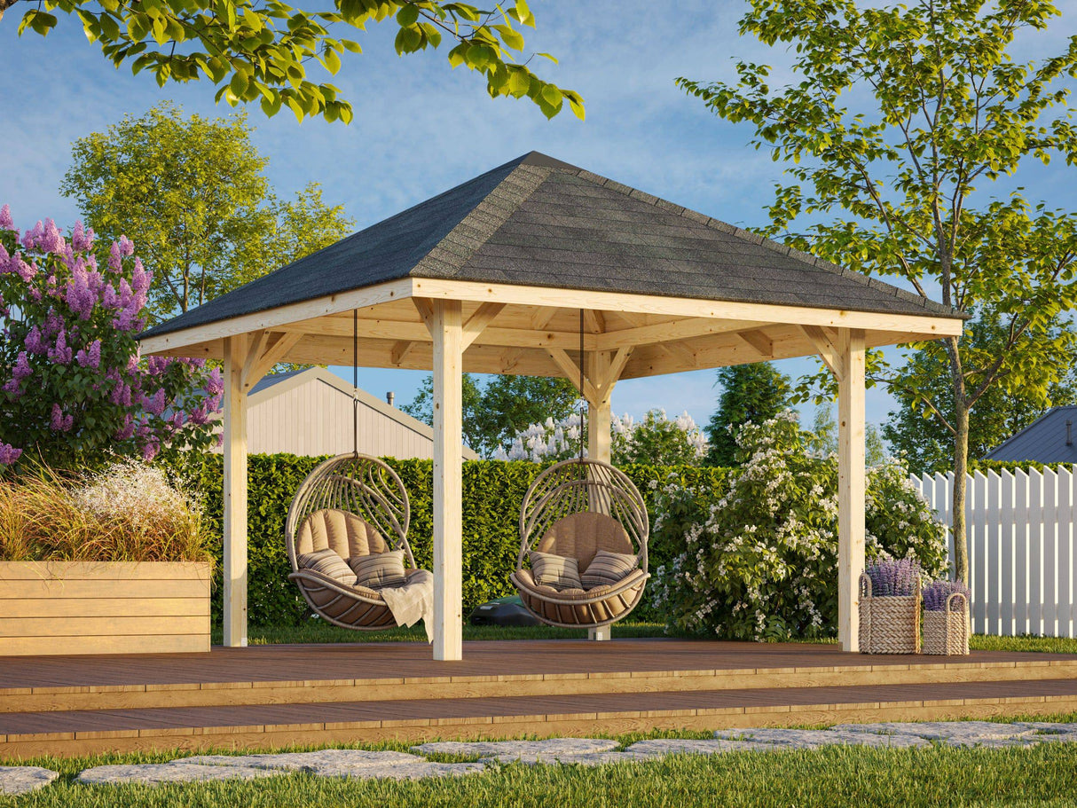 Bianca Gazebo S (3x3m | 8,3m2 | 120x120mm) Modern Gazebo with Pyramid Roof - Palmako UK