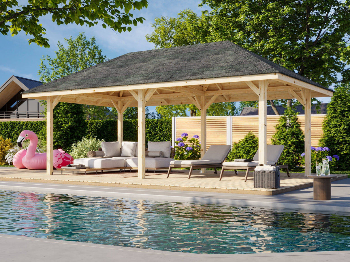 Bianca Gazebo M (5,9x3m | 16,6m2 | 120x120mm) Large Modern Gazebo With Pyramid Roof - Palmako UK