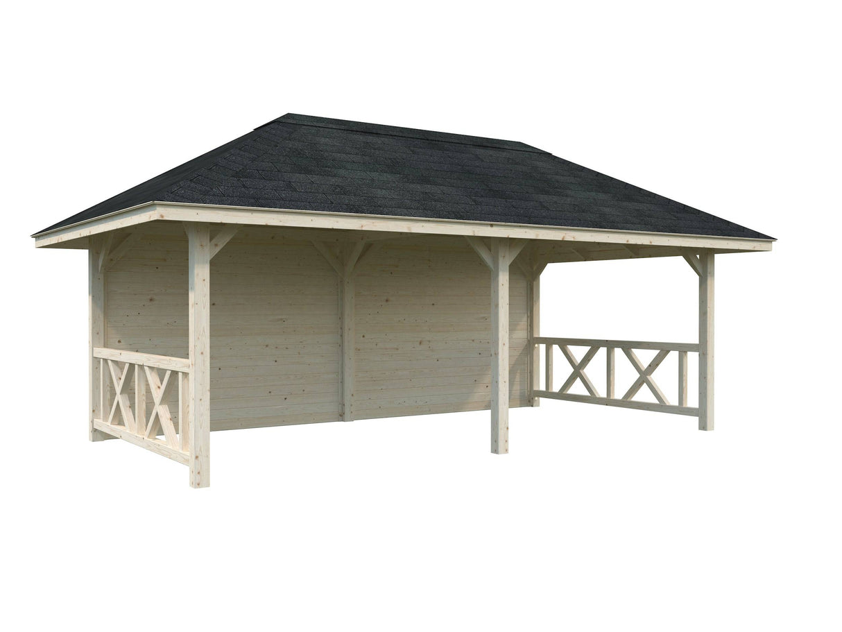 Bianca 108 (6x3m | 16.6m2) Double Gazebo With Solid Back Wall - Palmako UK
