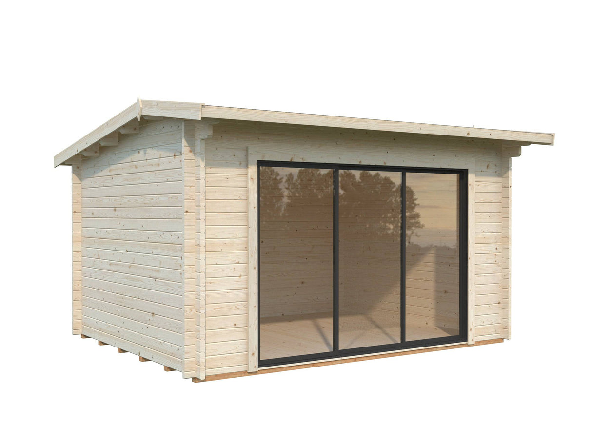 Ines M (3.9x3m | 11.1m2 | 44mm) Modern Garden Office with Sliding Doors (Double Glazing Available) - Palmako UK