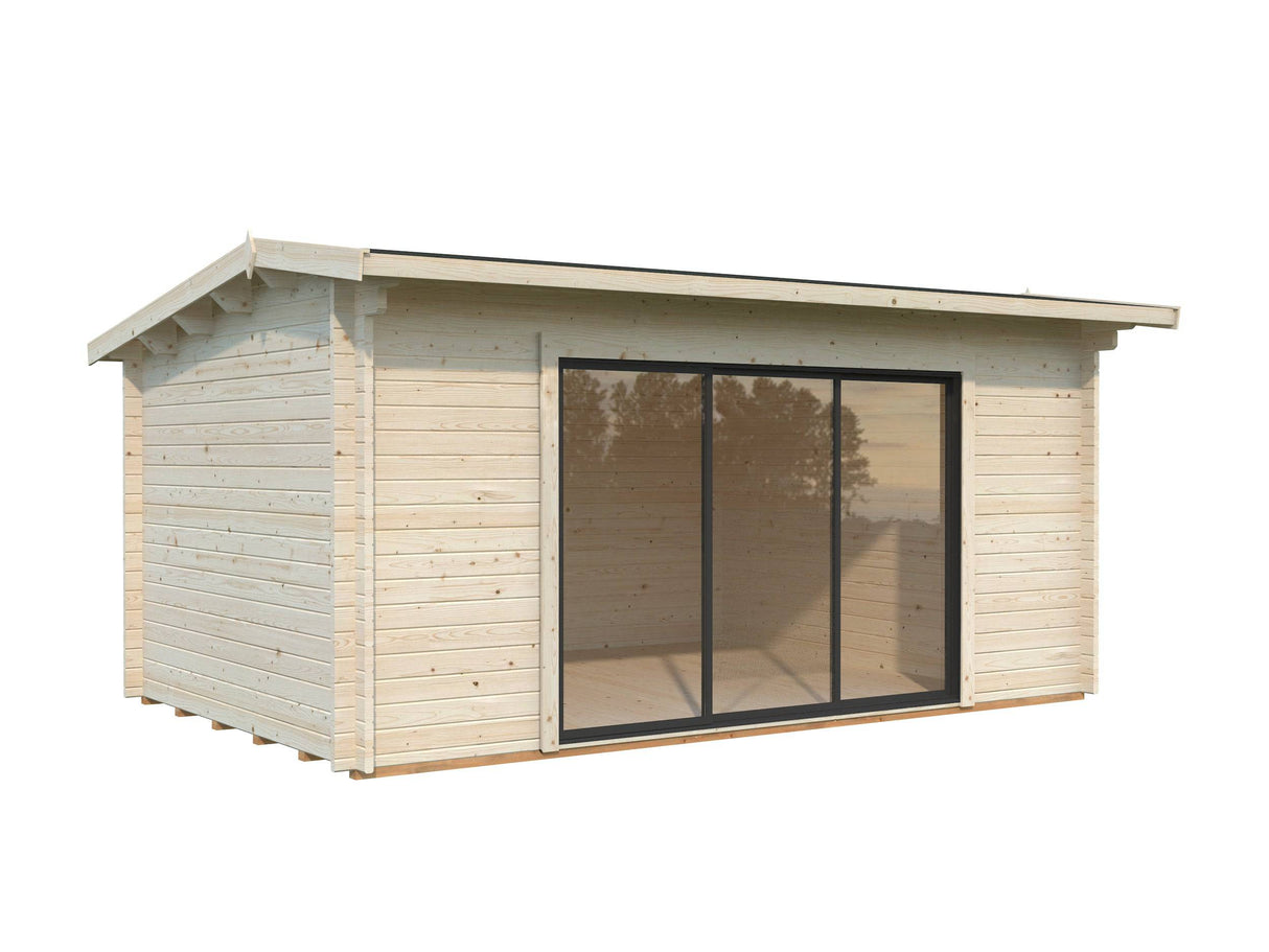 Ines L (4.8x3m | 13.7m2 | 44mm) Spacious Garden Office with Sliding Doors (Double Glazing Available) - Palmako UK