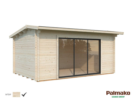 Lea M (4.5x3.3m | 14.2m2 | 44mm) Spacious Pent Garden Room with Sliding Doors (Double Glazing Available) - Palmako UK