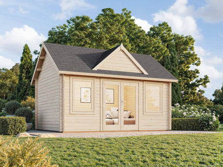 Claudia L (4,7x3,5m | 14,2m2 | 44mm) Clockhouse Style Log Cabin - Palmako UK