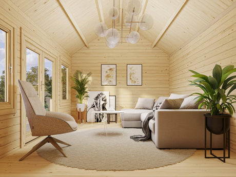Claudia L (4,7x3,5m | 14,2m2 | 44mm) Clockhouse Style Log Cabin - Palmako UK