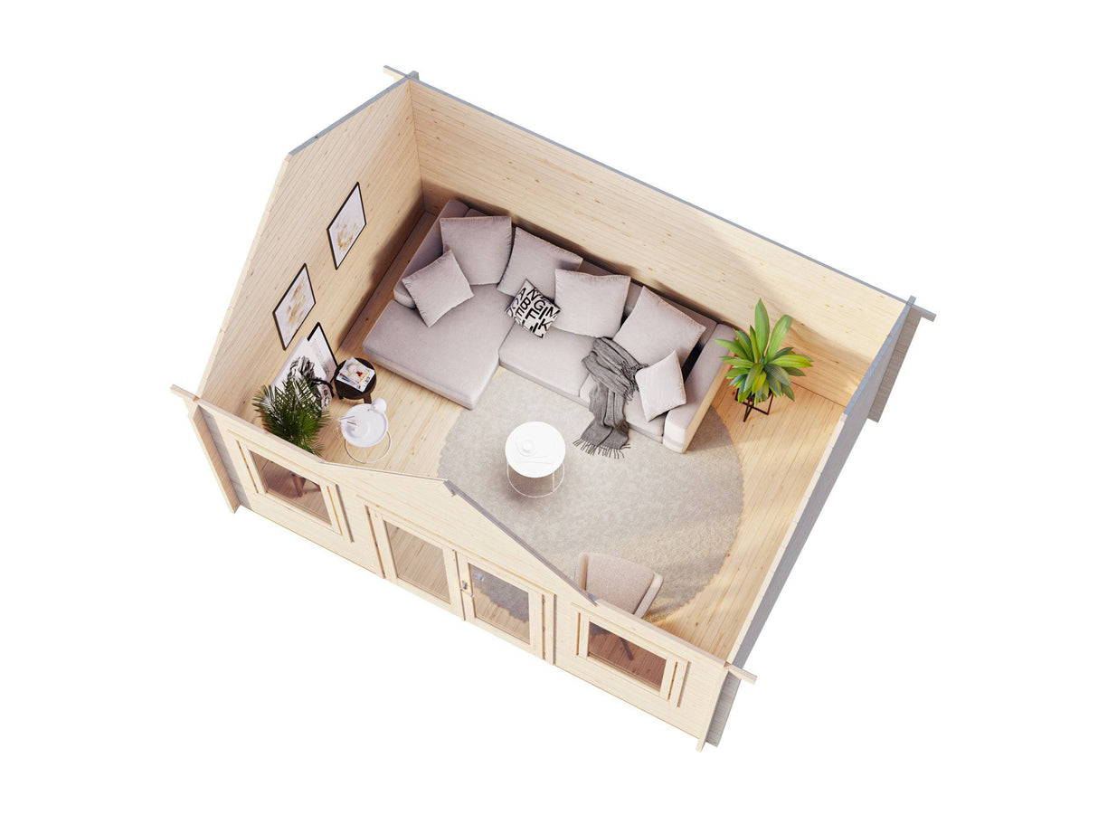 Claudia L (4,7x3,5m | 14,2m2 | 44mm) Clockhouse Style Log Cabin - Palmako UK