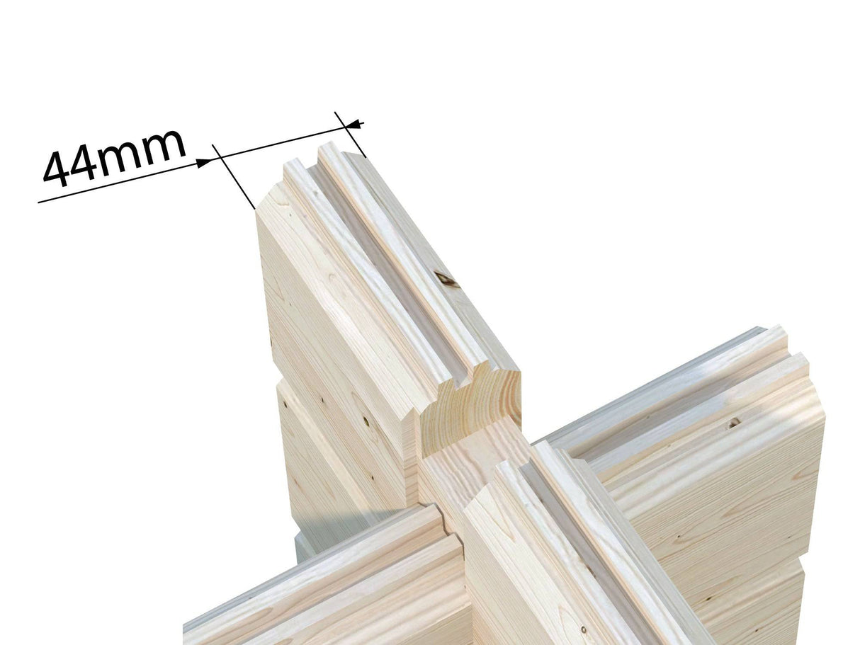 Claudia L (4,7x3,5m | 14,2m2 | 44mm) Clockhouse Style Log Cabin - Palmako UK