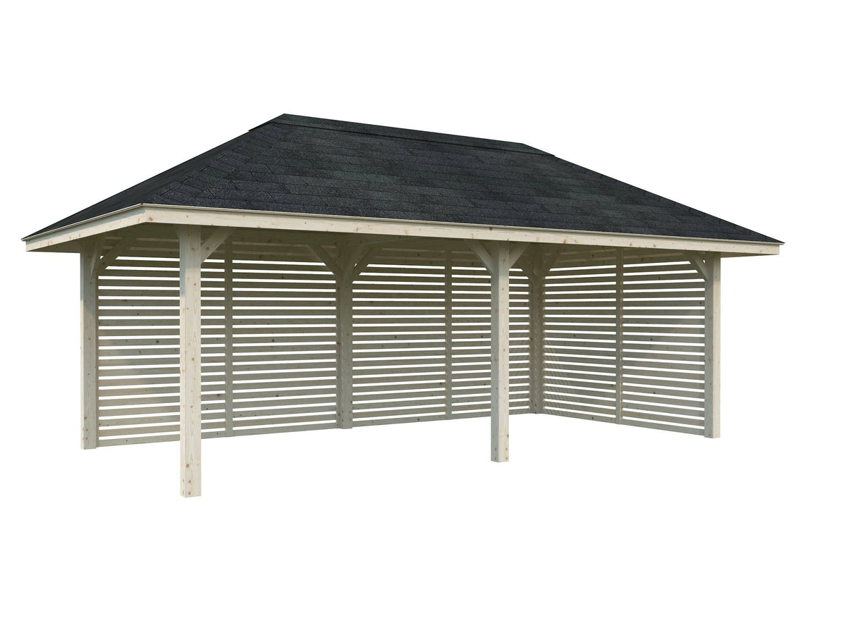 Bianca 109 (6x3m | 16.6m2) Large Corner Pavilion with Louvre Walls - Palmako UK