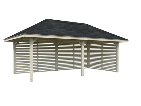 Bianca 109 (6x3m | 16.6m2) Large Corner Pavilion with Louvre Walls - Palmako UK
