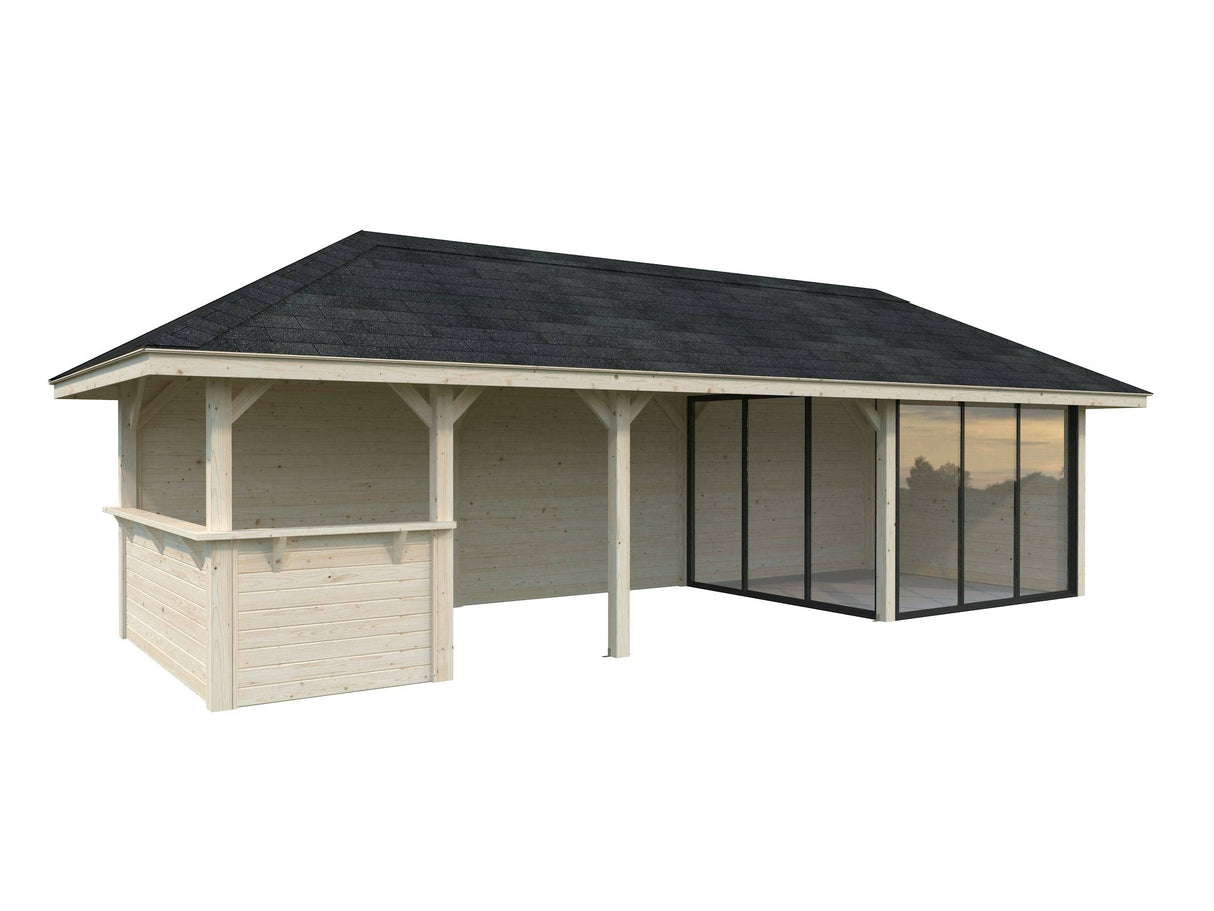 Bianca 215/515 (9x3m | 24.9m2) Glass Garden Room With Sliding Doors (Double Glazing Available) - Palmako UK