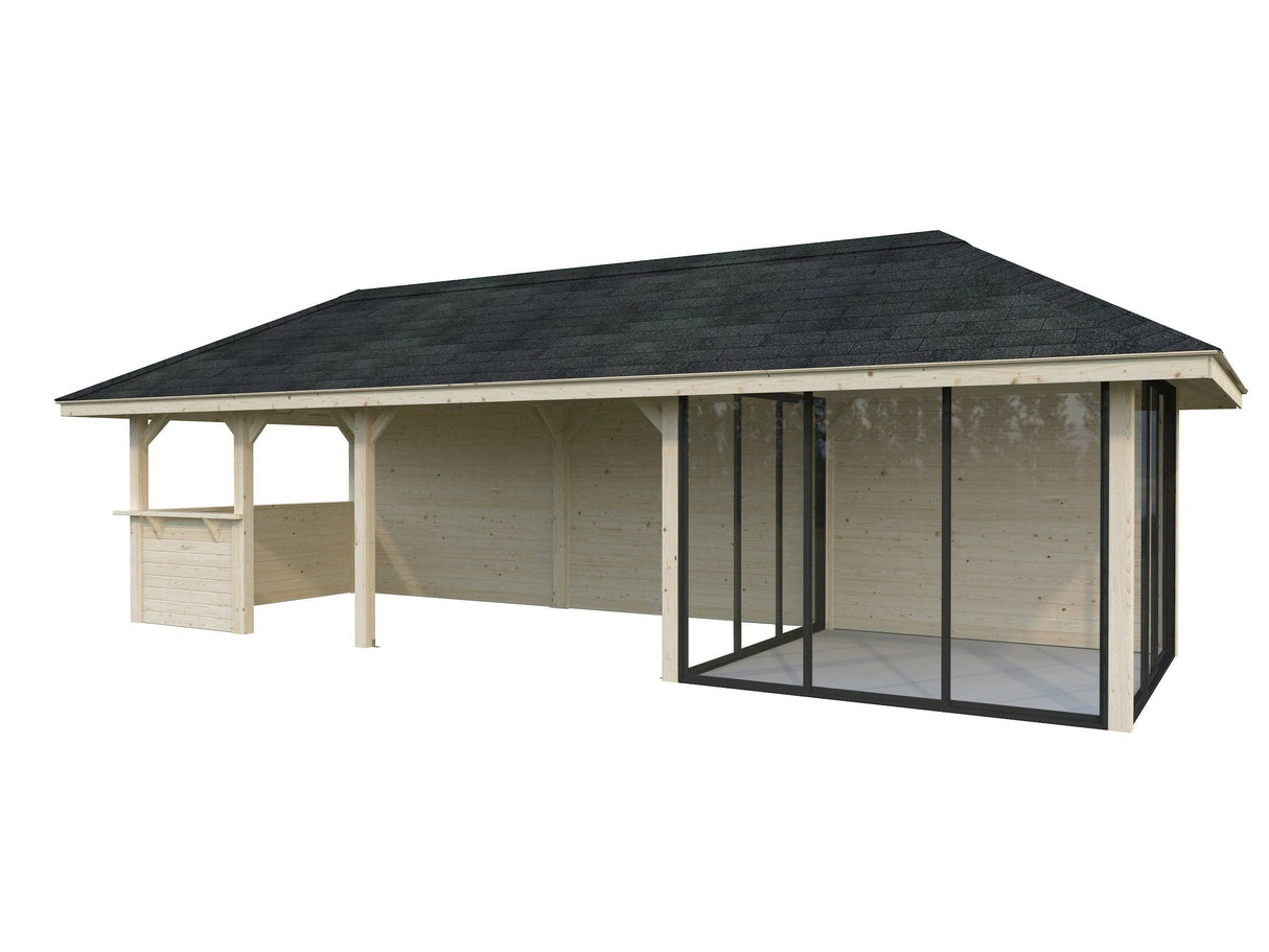Bianca 216/516 (9x3m | 24.9m2) Glass Garden Room With Sliding Doors (Double Glazing Available) - Palmako UK