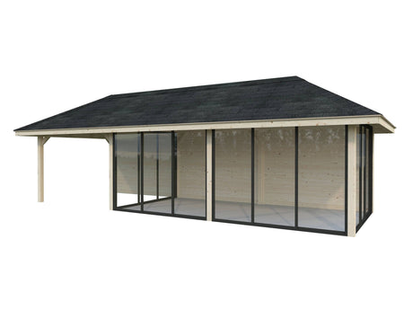Bianca 218/518 (9x3m | 24.9m2) Glass Garden Room With Sliding Doors (Double Glazing Available) - Palmako UK