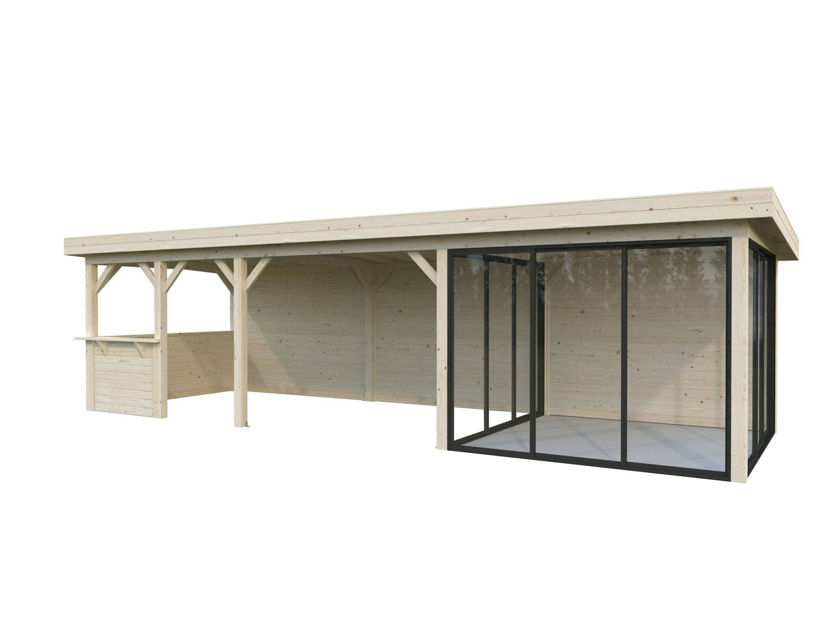 Lenna 416/716 (9x3m | 24.9m2) Glass Garden Room With Sliding Doors (Double Glazing Available) - Palmako UK