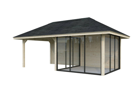 Bianca 206/506 (6x3m | 16.6m2) Garden Room With Three Sliding Glass Walls and Canopy (Double Glazing Available) - Palmako UK