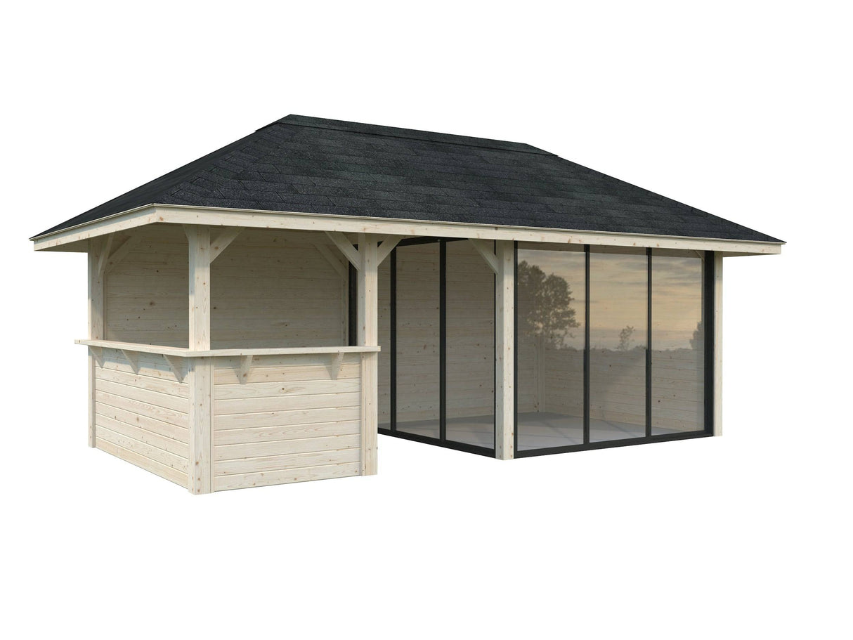 Bianca 207/507 (6x3m | 16.6m2) Glass Garden Room With Outdoor Kitchen Area (Double Glazing Available) - Palmako UK