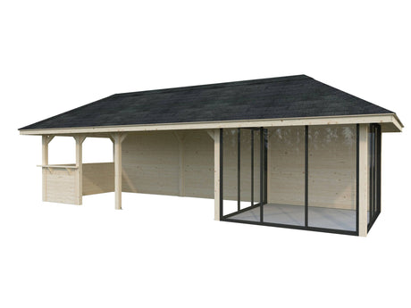 Bianca 216/516 (9x3m | 24.9m2) Glass Garden Room With Sliding Doors (Double Glazing Available) - Palmako UK