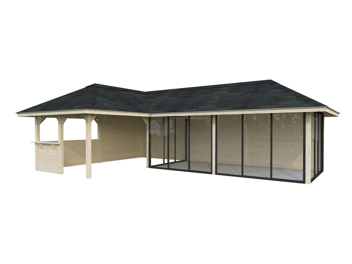 Bianca 221/521 (9x6m | 33.2m2) Glass Garden Room With Sliding Doors (Double Glazing Available) - Palmako UK