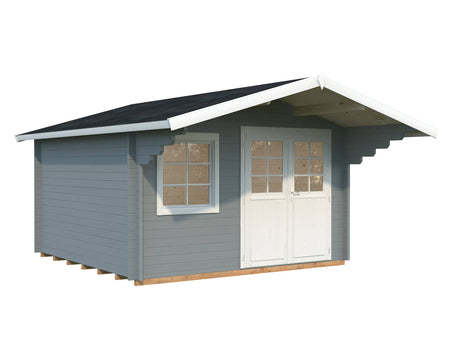 Sally M (3.8x3.8m | 12.3m2 | 44mm) Scandinavian Style Classic Log cabin With Overhang Roof - Palmako UK