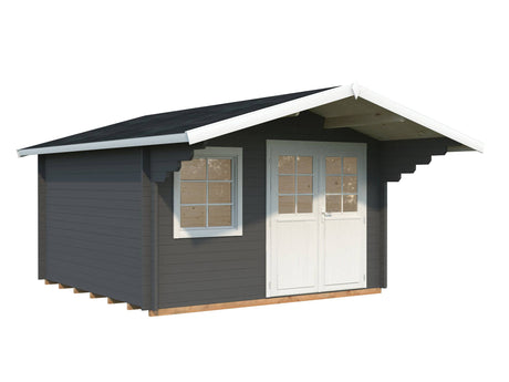 Sally M (3.8x3.8m | 12.3m2 | 44mm) Scandinavian Style Classic Log cabin With Overhang Roof - Palmako UK
