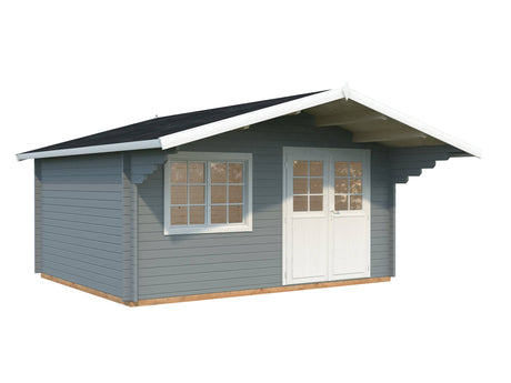 Sally L (4.7x3.8m | 15.5m2 | 44mm) Nordic Garden Log Cabin with Overhang Roof - Palmako UK