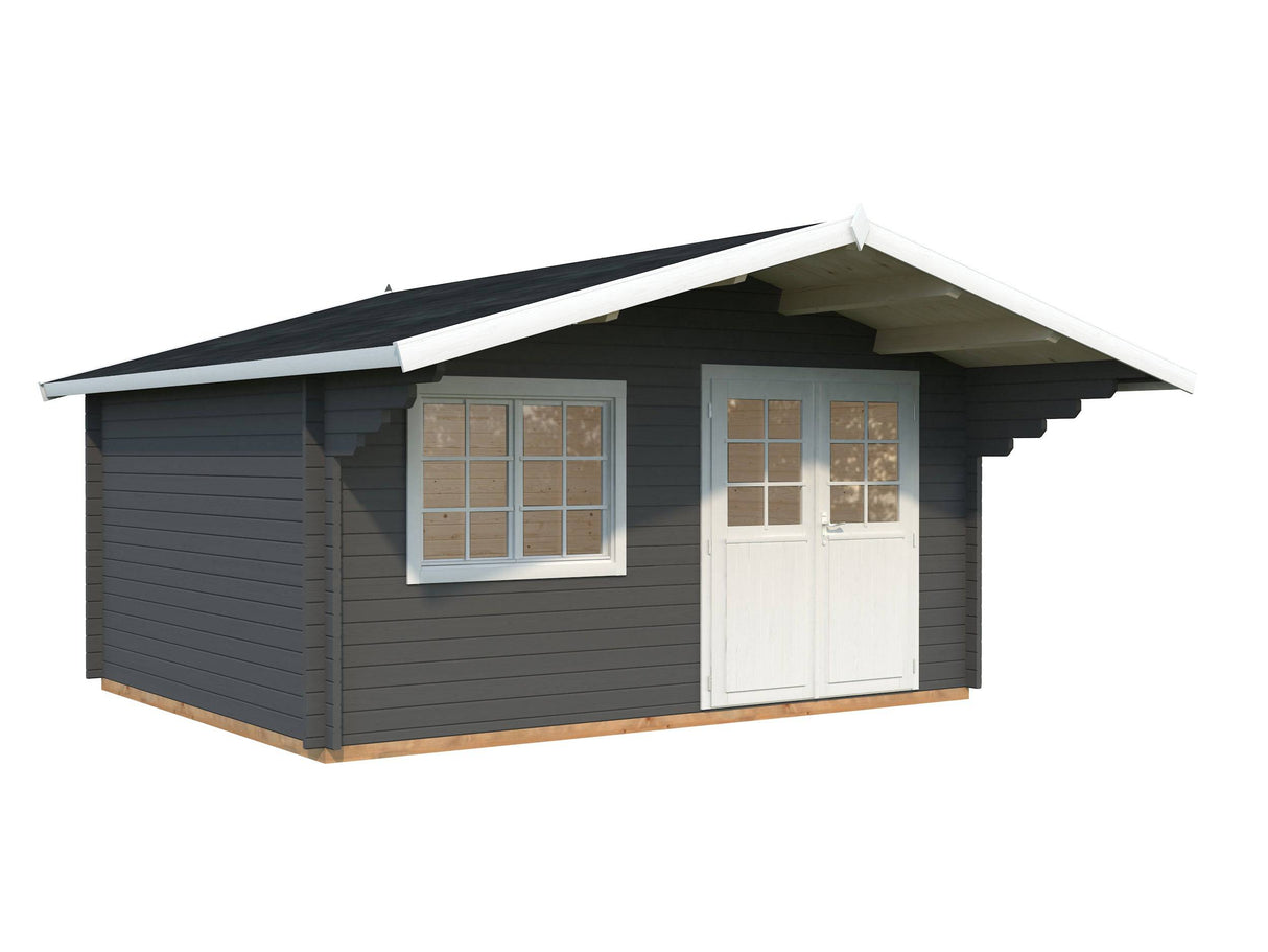 Sally L (4.7x3.8m | 15.5m2 | 44mm) Nordic Garden Log Cabin with Overhang Roof - Palmako UK