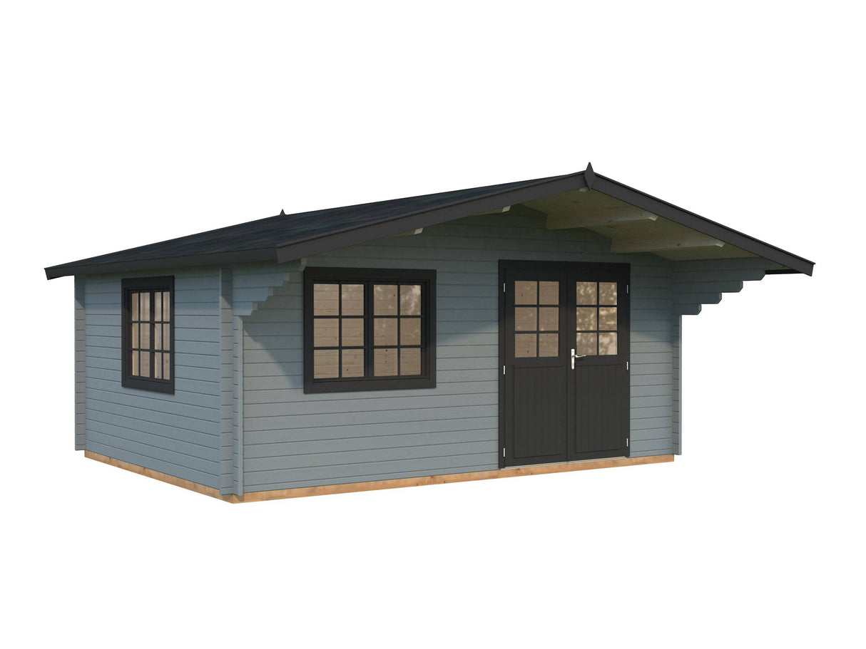 Sally XL (5.3x4.1m | 19.1m2 | 44mm) Large Scandinavian Style Log Cabin with an Overhang Roof - Palmako UK