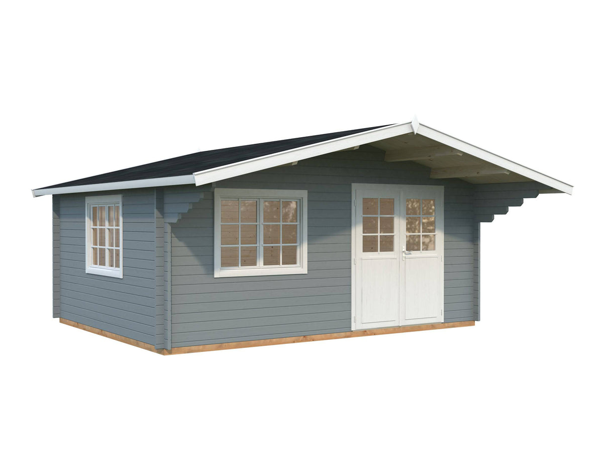 Sally XL (5.3x4.1m | 19.1m2 | 44mm) Large Scandinavian Style Log Cabin with an Overhang Roof - Palmako UK