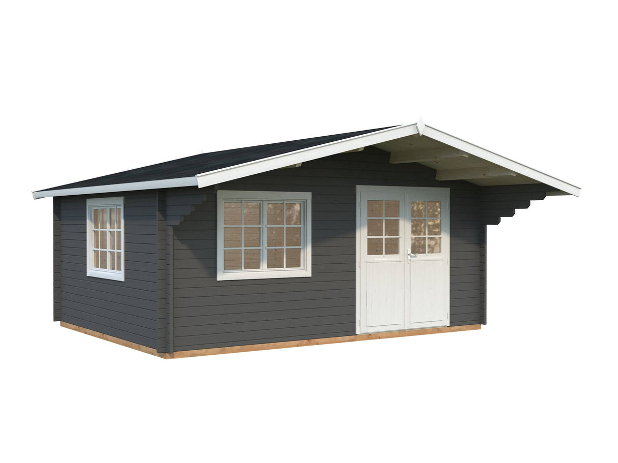 Sally XL (5.3x4.1m | 19.1m2 | 44mm) Large Scandinavian Style Log Cabin with an Overhang Roof - Palmako UK