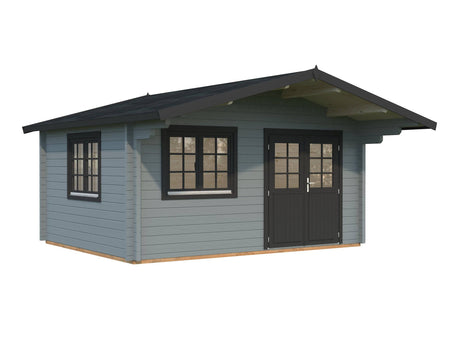 Helena S (4.7x3.8m | 15.1m2 | 70mm) Double Glazed Heavy Duty Garden Log Cabin with Roof Overhang - Palmako UK