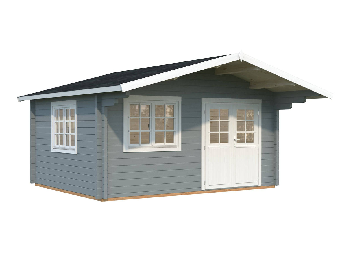 Helena S (4.7x3.8m | 15.1m2 | 70mm) Double Glazed Heavy Duty Garden Log Cabin with Roof Overhang - Palmako UK