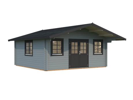 Helena XL (5.3x5.3m | 24.6m2 | 70mm) Double Glazed Traditional Log Cabin with Roof Overhang - Palmako UK