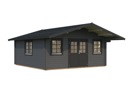 Helena XL (5.3x5.3m | 24.6m2 | 70mm) Double Glazed Traditional Log Cabin with Roof Overhang - Palmako UK