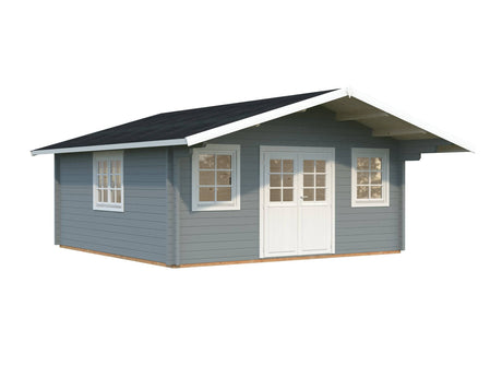 Helena XL (5.3x5.3m | 24.6m2 | 70mm) Double Glazed Traditional Log Cabin with Roof Overhang - Palmako UK