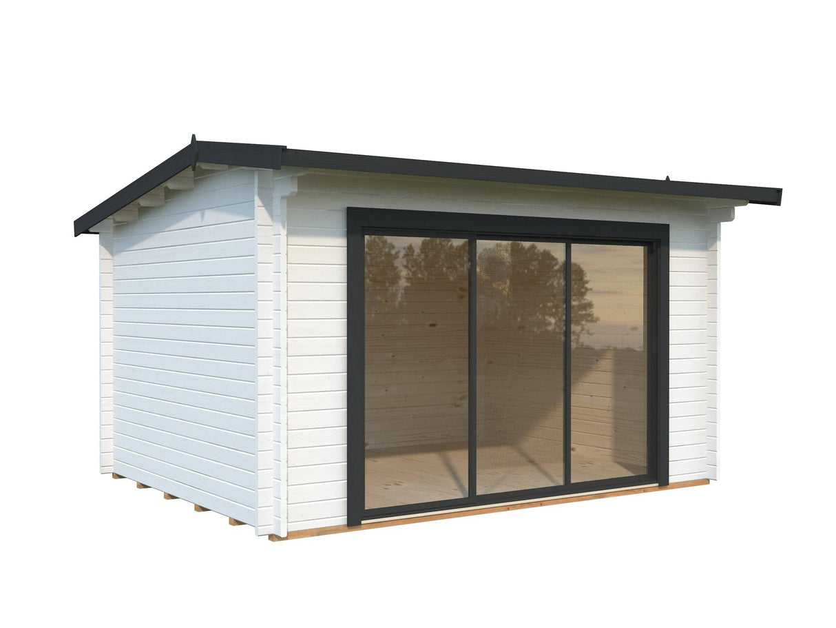 Ines M (3.9x3m | 11.1m2 | 44mm) Modern Garden Office with Sliding Doors (Double Glazing Available) - Palmako UK