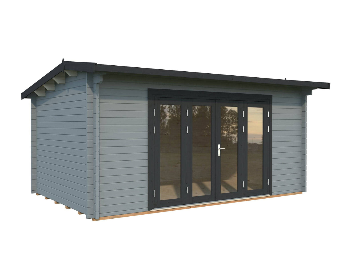 Ines L (4.8x3m | 13.7m2 | 44mm) Roomy Garden Office with Bi-Fold Doors - Palmako UK