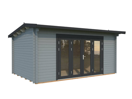 Ines L (4.8x3m | 13.7m2 | 44mm) Roomy Garden Office with Bi-Fold Doors - Palmako UK