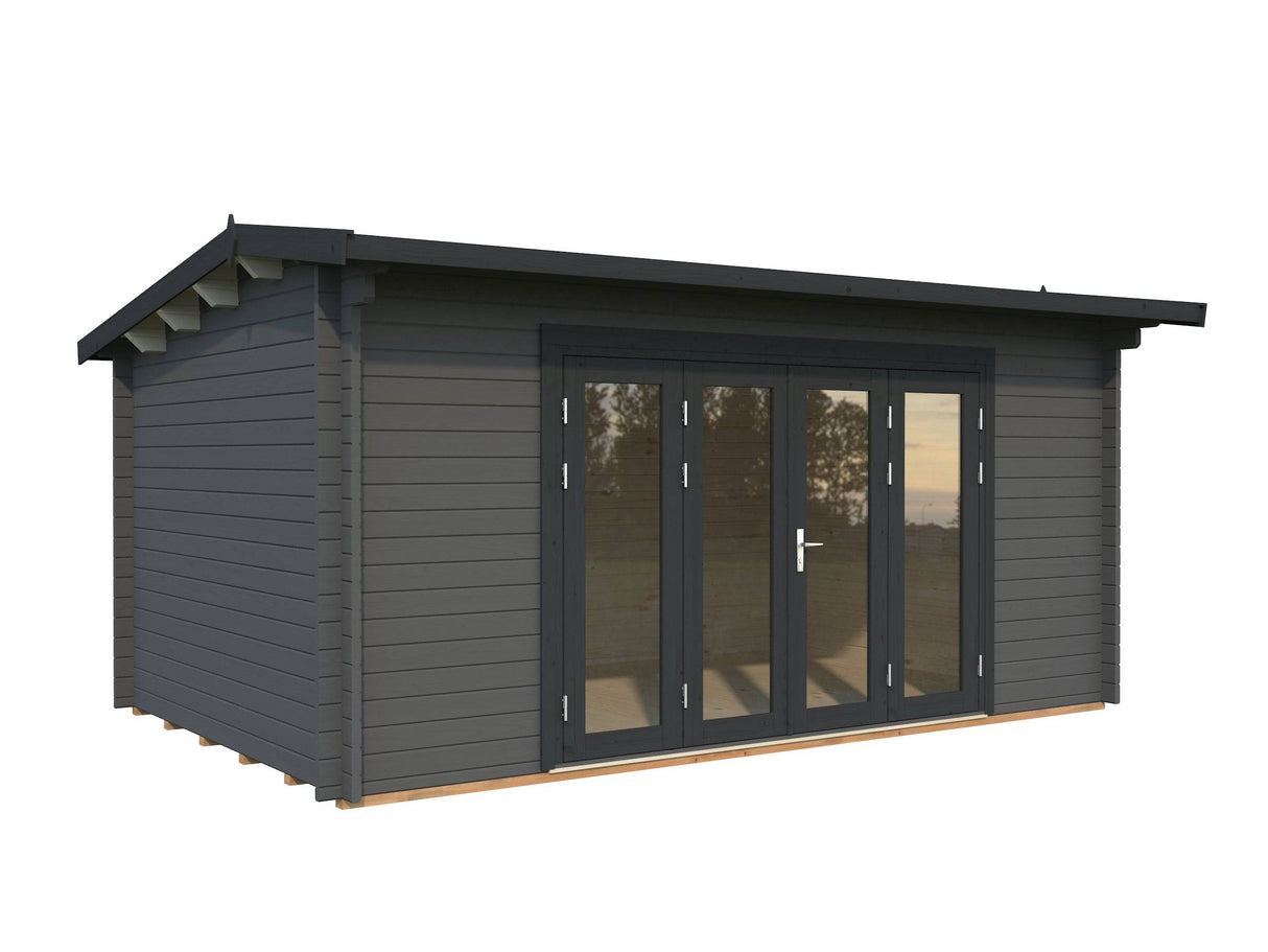 Ines L (4.8x3m | 13.7m2 | 44mm) Roomy Garden Office with Bi-Fold Doors - Palmako UK