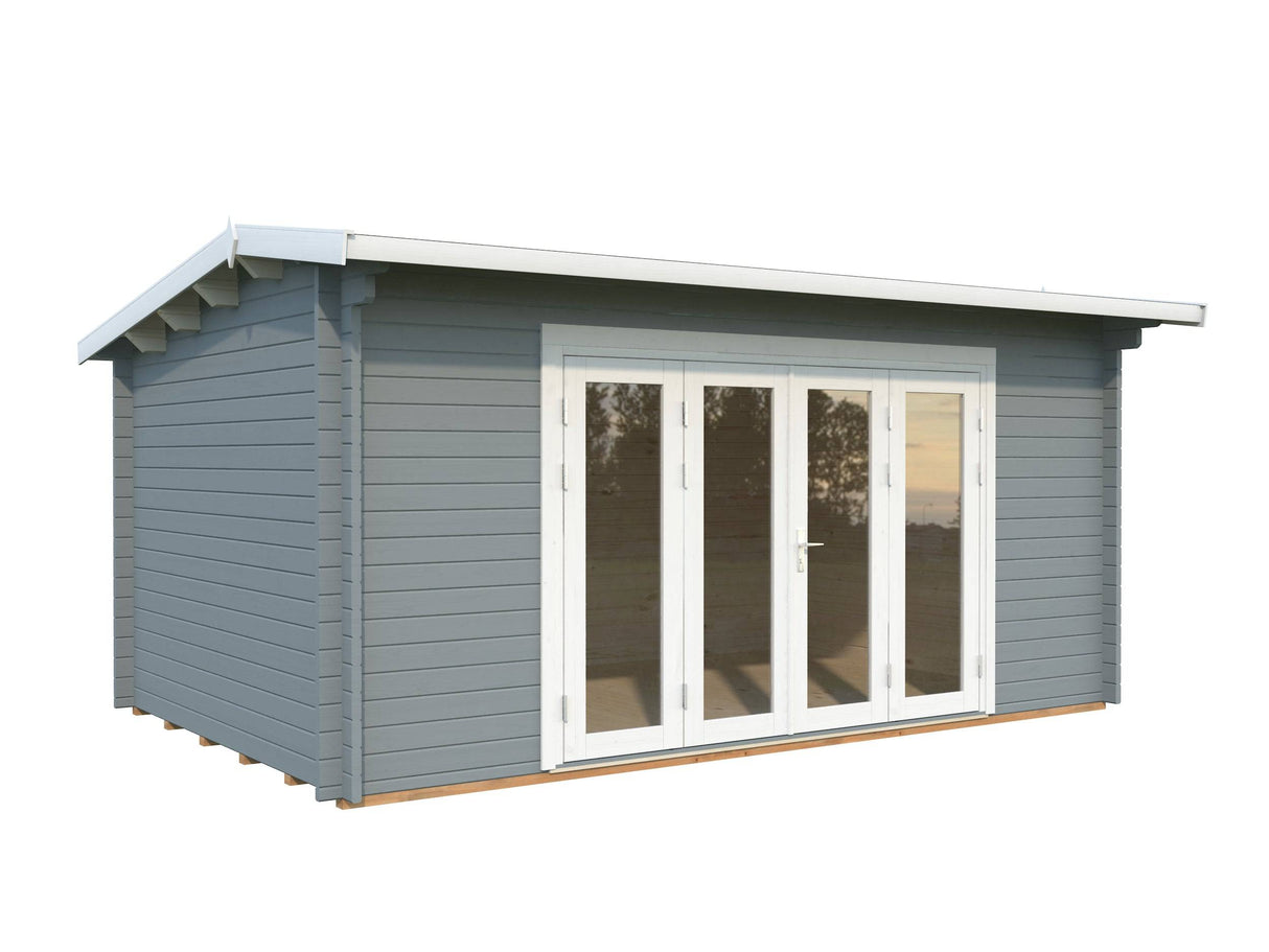 Ines L (4.8x3m | 13.7m2 | 44mm) Roomy Garden Office with Bi-Fold Doors - Palmako UK