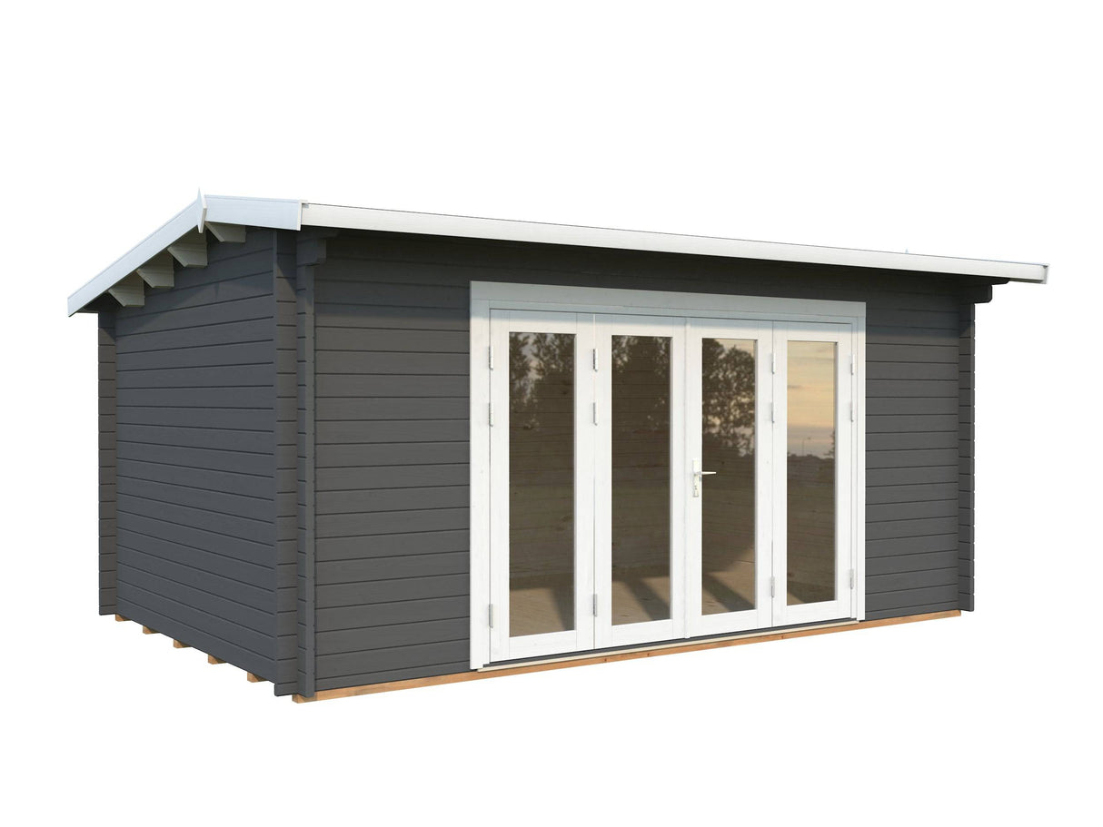 Ines L (4.8x3m | 13.7m2 | 44mm) Roomy Garden Office with Bi-Fold Doors - Palmako UK