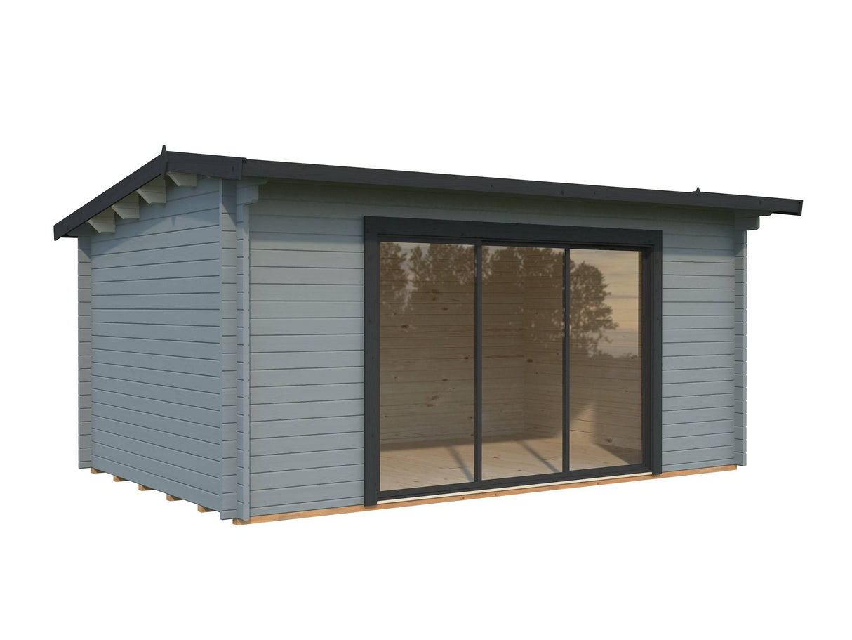 Ines L (4.8x3m | 13.7m2 | 44mm) Spacious Garden Office with Sliding Doors (Double Glazing Available) - Palmako UK