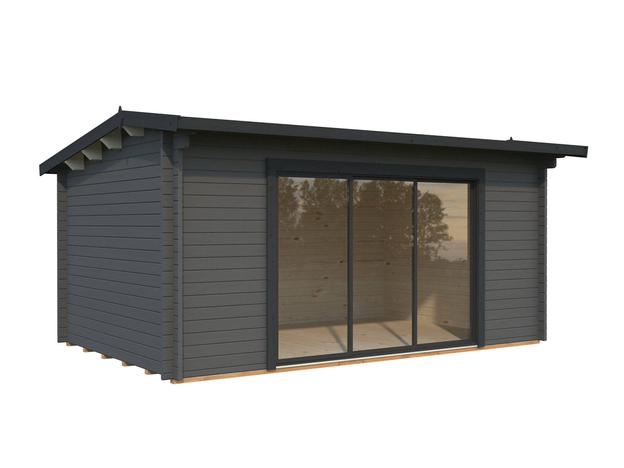 Ines L (4.8x3m | 13.7m2 | 44mm) Spacious Garden Office with Sliding Doors (Double Glazing Available) - Palmako UK