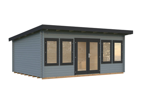 Lisa L (5.5x4m | 19.4m2 | 44mm) Spacious Pent Roof Summer House with Double Doors  (2024 Upgraded Model) - Palmako UK