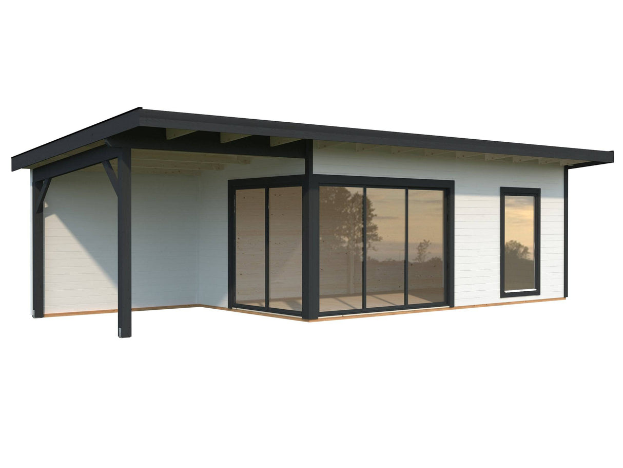 Andrea XL (9x3m | 17.1+7.9m2 | 44mm) Garden Room with Sliding Doors (Double Glazing Available) - Palmako UK