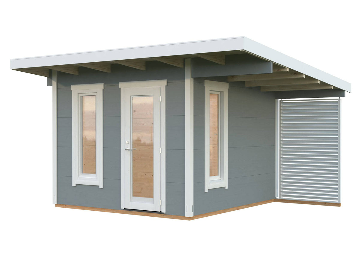 Grace (3x2.9m | 8.1m2+4.1m2 | 56mm) Glue-Laminated Year-Round Garden Room with Roof Canopy - Palmako UK