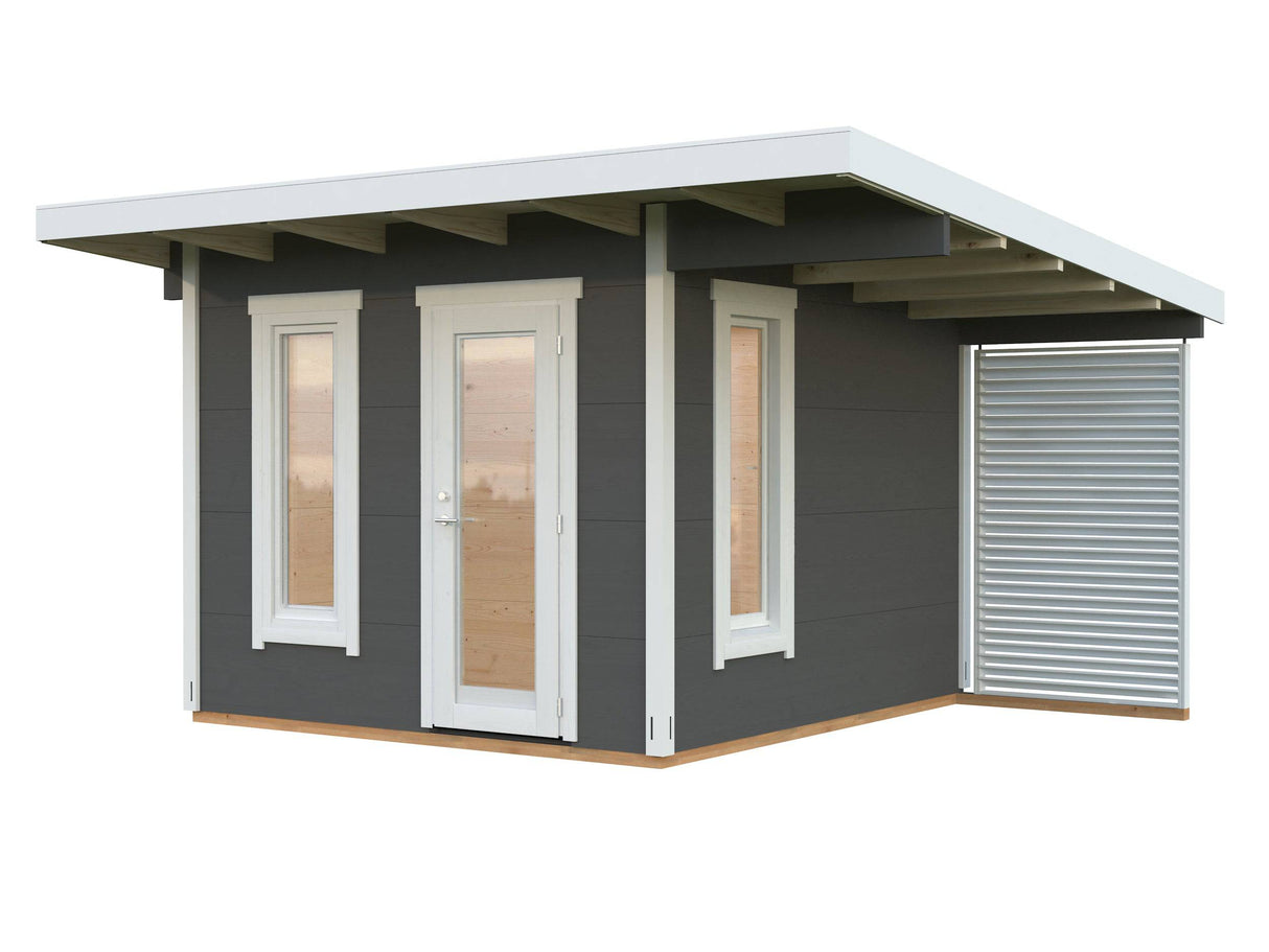 Grace (3x2.9m | 8.1m2+4.1m2 | 56mm) Glue-Laminated Year-Round Garden Room with Roof Canopy - Palmako UK