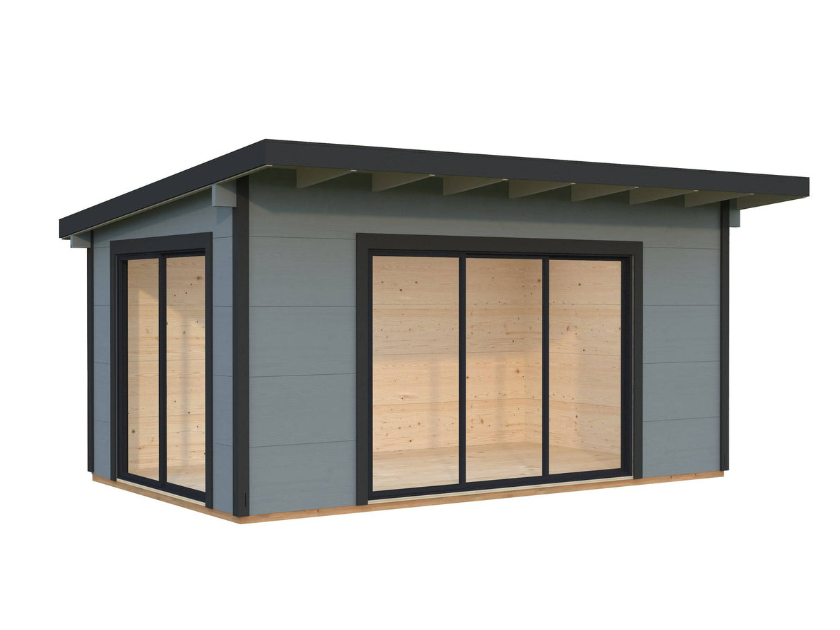 Grace (5x3m | 14.1m2 | 56mm) Year-Round Glue-Laminated Garden House with Double Glazed Sliding Doors - Palmako UK