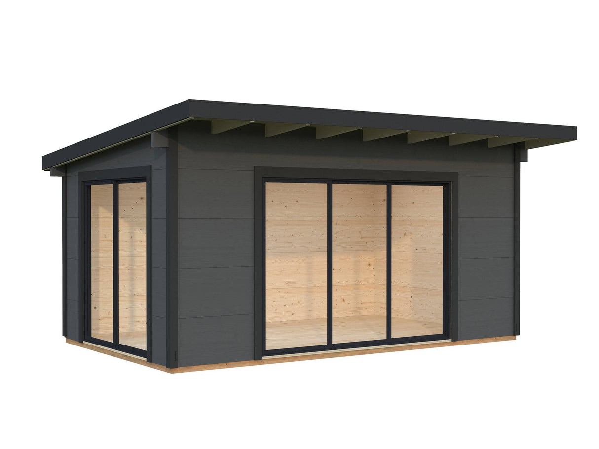 Grace (5x3m | 14.1m2 | 56mm) Year-Round Glue-Laminated Garden House with Double Glazed Sliding Doors - Palmako UK