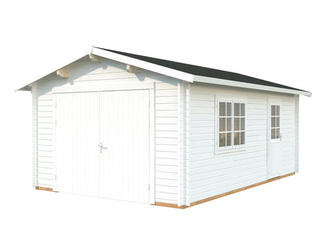 Roger XS (3.8x5.7m | 19m2 | 44mm) Compact Timber Log Garage with Wooden Doors - Palmako UK